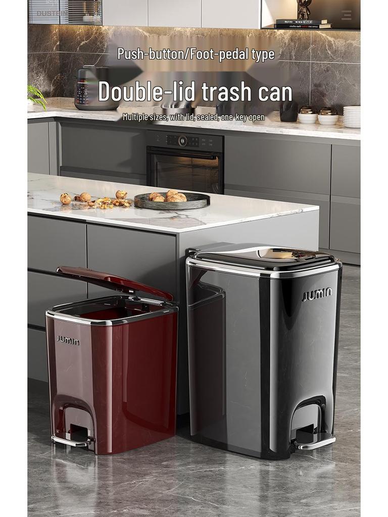 Luxury Pedal Trash Bin with Lid: Hands-Free Operation for Kitchen, Living, Dining, Bedroom