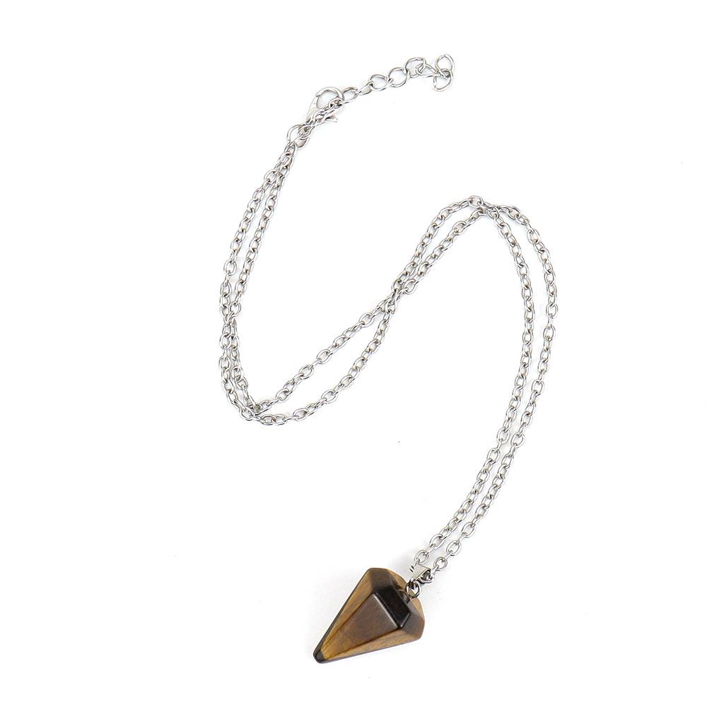 Natural Stone Crystal Cut Tapered Hexagonal Pillar Bullet Head Pendulum Necklace Pendant N631