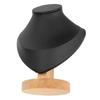 Necklace Display Holder Log Flannel PU Leather Necklace Holder Stand for Retail Store Black