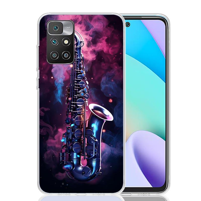 Music Saxophone Instrument Phone Case For Xiaomi 14C 13C 12C 13 12 10 10A 10C 9 9A 9C 9T 8 8A 7 7A 6 6A K70 Pro K60 K40 K20 Redm