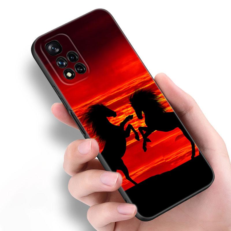 Horse Animal Black Silicone Phone Case For Xiaomi POCO X3 X4 NFC F3 F4 GT F5 M3 M4 M6 X5 X6 Pro 5G C55 C65 M5
