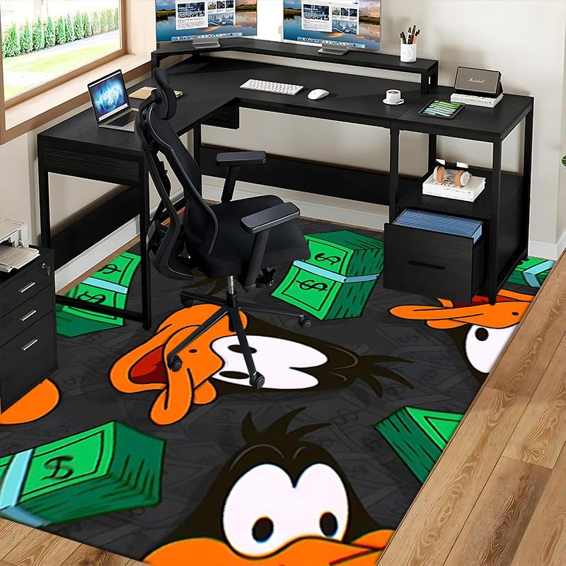 1pc Daffy Duck & Money Stack Anime Cartoon Design Office Chair Mat, Non-Slip Carpet for Home Decor, Suitable for All Seasons, Ideal Gift for Fans.A063