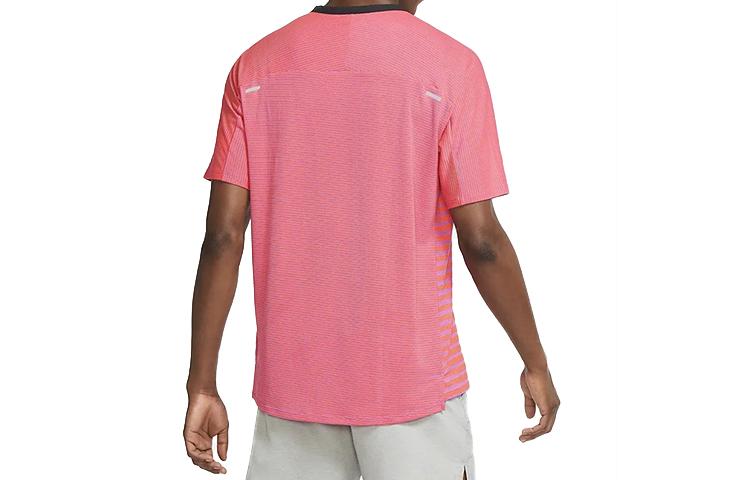 Nike T Shirts Men's Pink Crew Neck Moderate Straight Fit CU6057-551