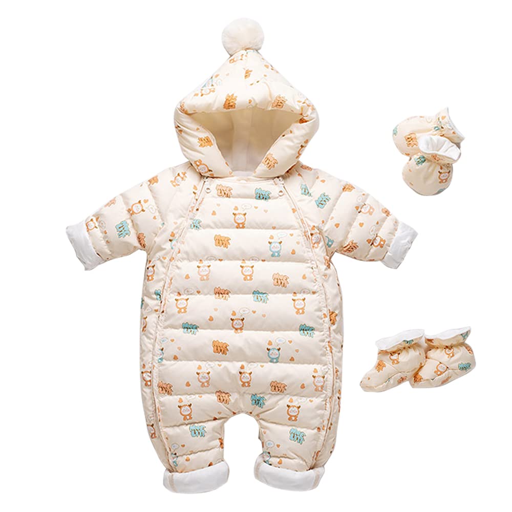 Baby Nest Baby Clothes Jumpsuit Coverall Long Sleeve Romper Down Coat with Hood for for Boys and Baby Shower Bear Months Warmth, Thick, Autumn/Winter