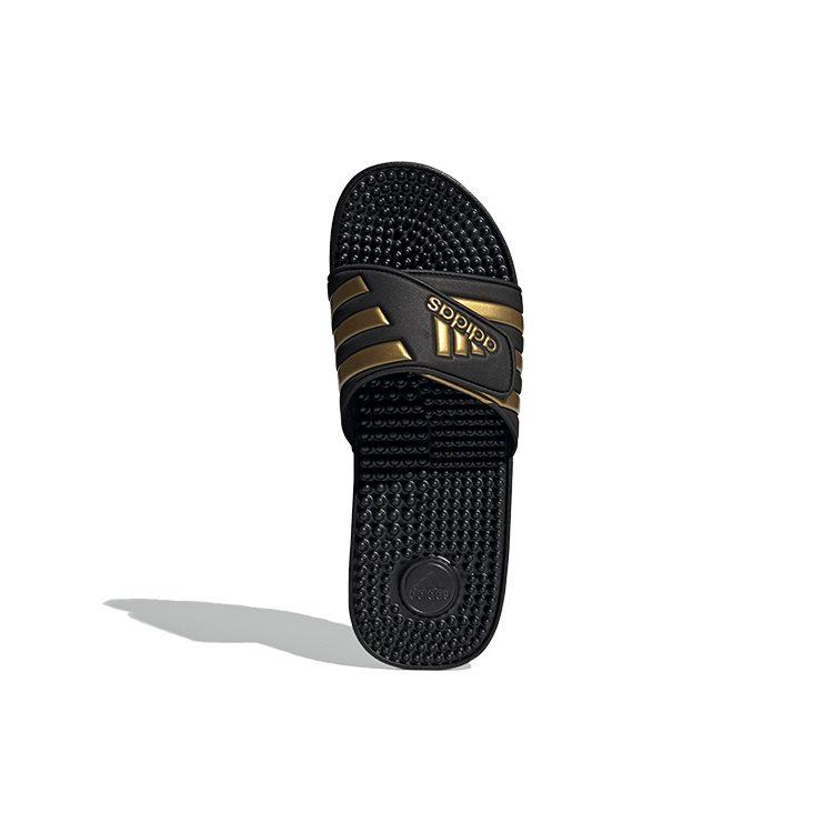 adidas Adissage Rubber Sole Slip Resistant Slip Resistant Slide Slippers Unisex Black Gold EG6517
