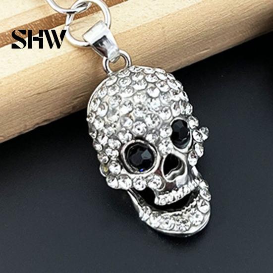 Heavy Duty Metal Key Ring Bling Rhinestone Skull Keychain, Halloween Gothic Pendant Keyring Pendant, Handbags Backpacks Purse Charm Accessory Keychain