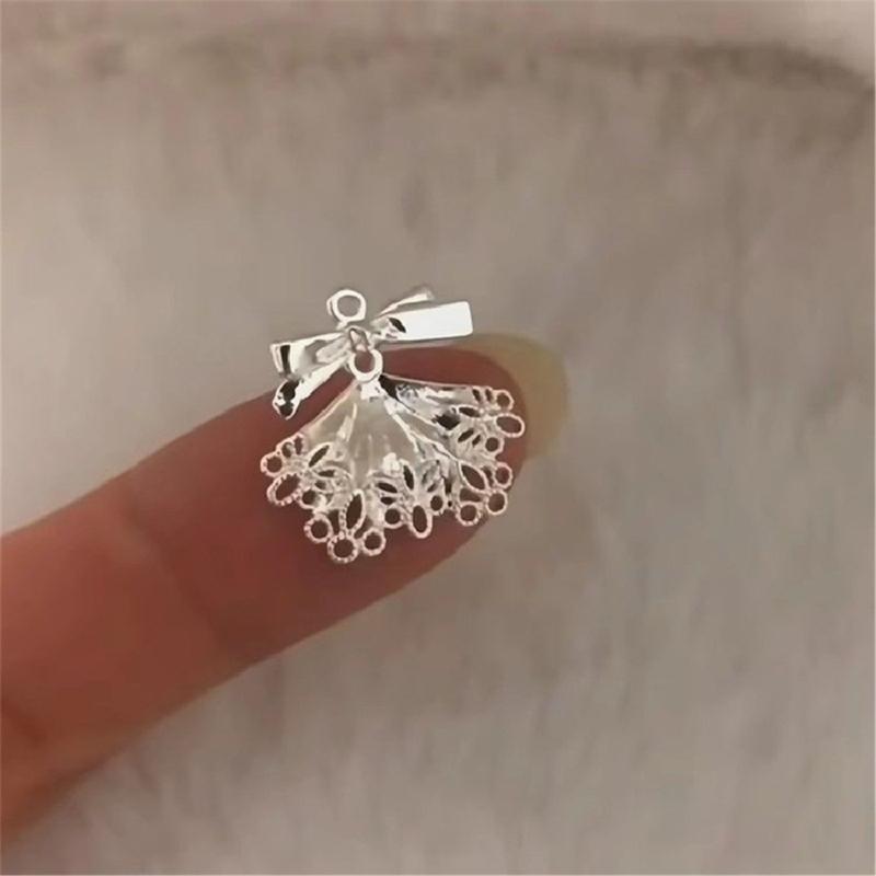 Delicate Butterfly Knot Earrings Lace Trimmed Skirt Bowknot Ear Studs Women Fashion Jewelry for Parties and Weddings