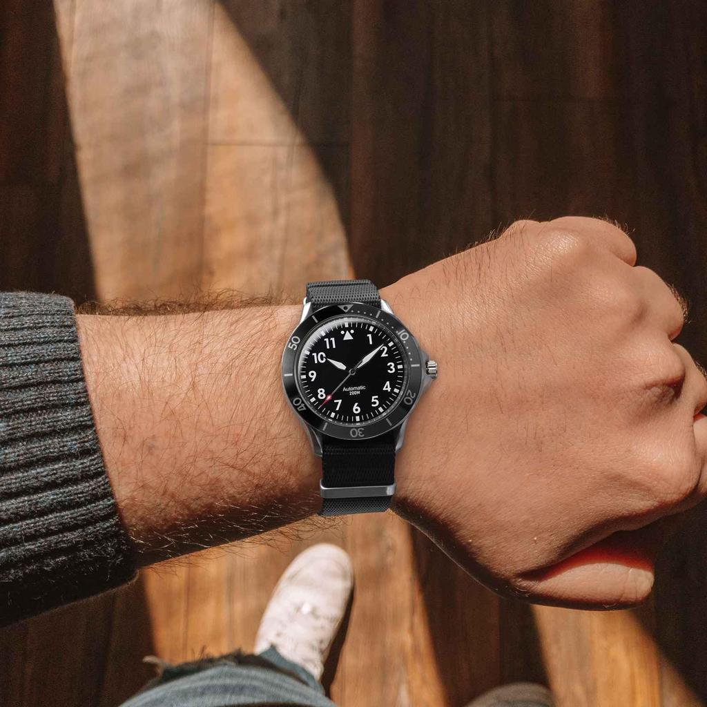 WOCCI 18mm Nylon Watch Strap, Black with Black Buckle