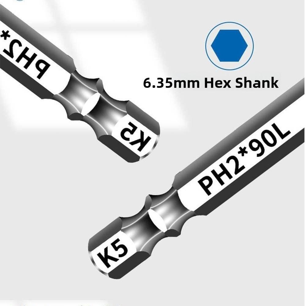 6/10pcs Anti-Slip Batch Head High Torque Ph2 Screwdriver Bit Magnetic Screwdriver Bit  Repair Tool