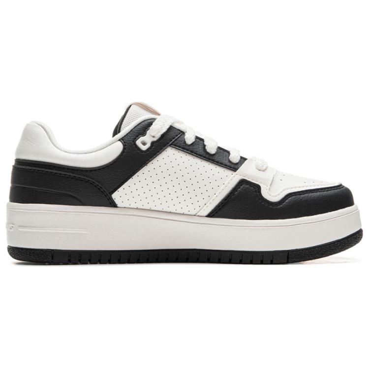 New LiNing Wear Resistant Slip Resistant Low Top Skateboard Shoes Women's White Black AGCU366-2