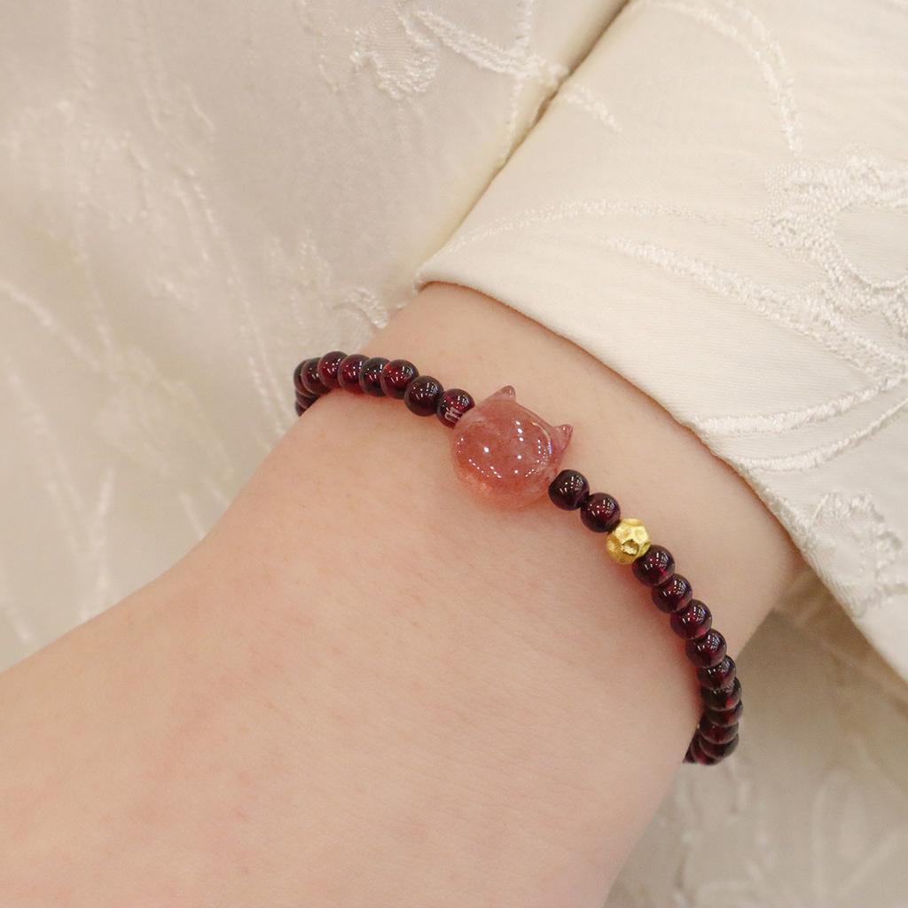 Natural Garnet Bracelet Strawberry Crystal Bangles Women Fashion Jewelry Accessories Gift