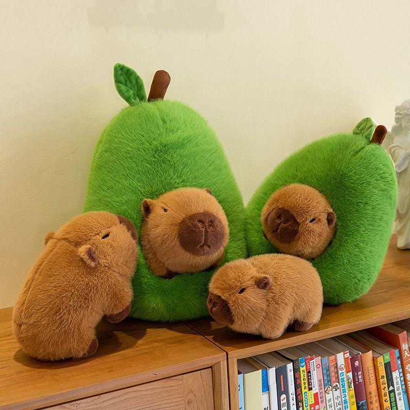 Large Capybara Avocado Plush Toy Doll Capybara Sleeping Pillow Plushie Birthday Gift Kawaii Creative Plush Fill Doll Cushion