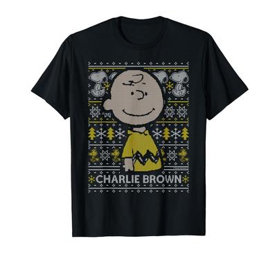 Peanuts Christmas Charlie Brown Knit Pattern T-Shirt