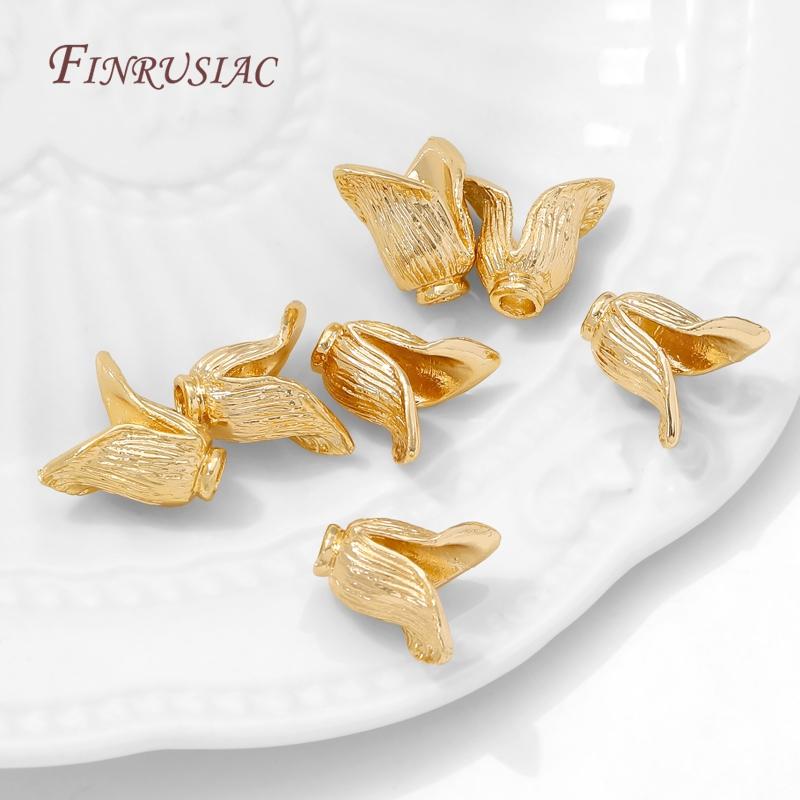 18K Gold Plated Brass Cap For Beads,Flowers Caps,DIY Earrings Making Supplies,Jewelry Materials