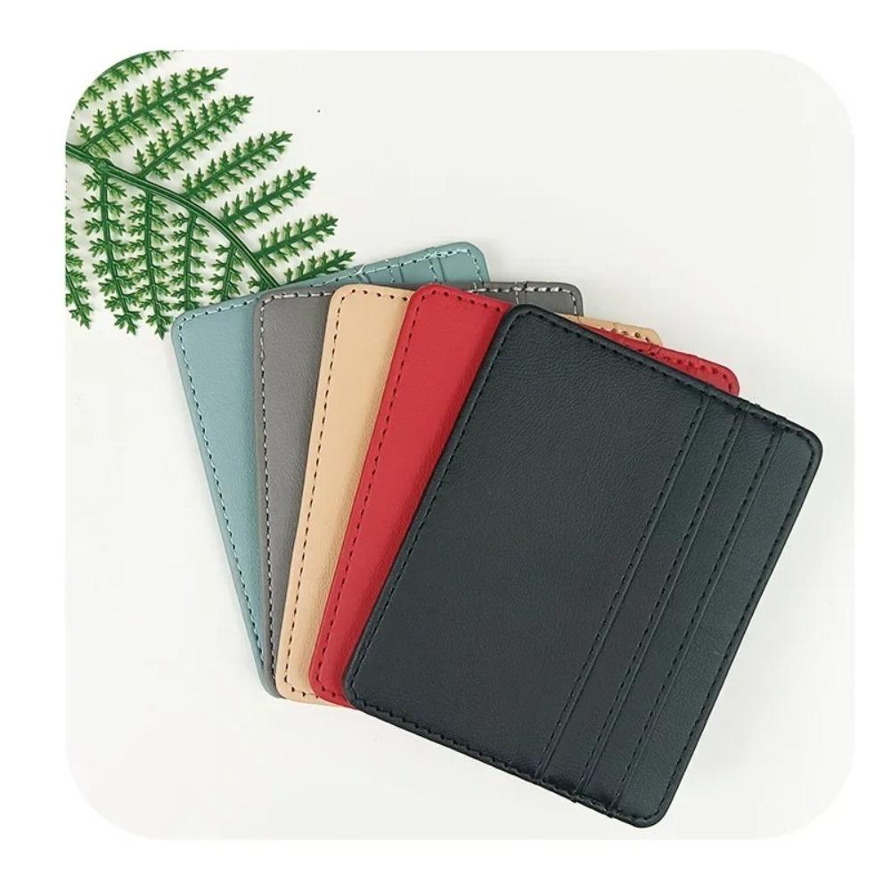 Business Anti-theft Brush PU Leather Card Slim ID and Bank Card Holder Wallet Protective Case Coin Card Holder Pouch