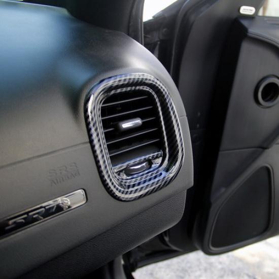 Carbon Fiber Style Dashboard Sides Air Vent Outlet Trim Cover For Dodge Charger