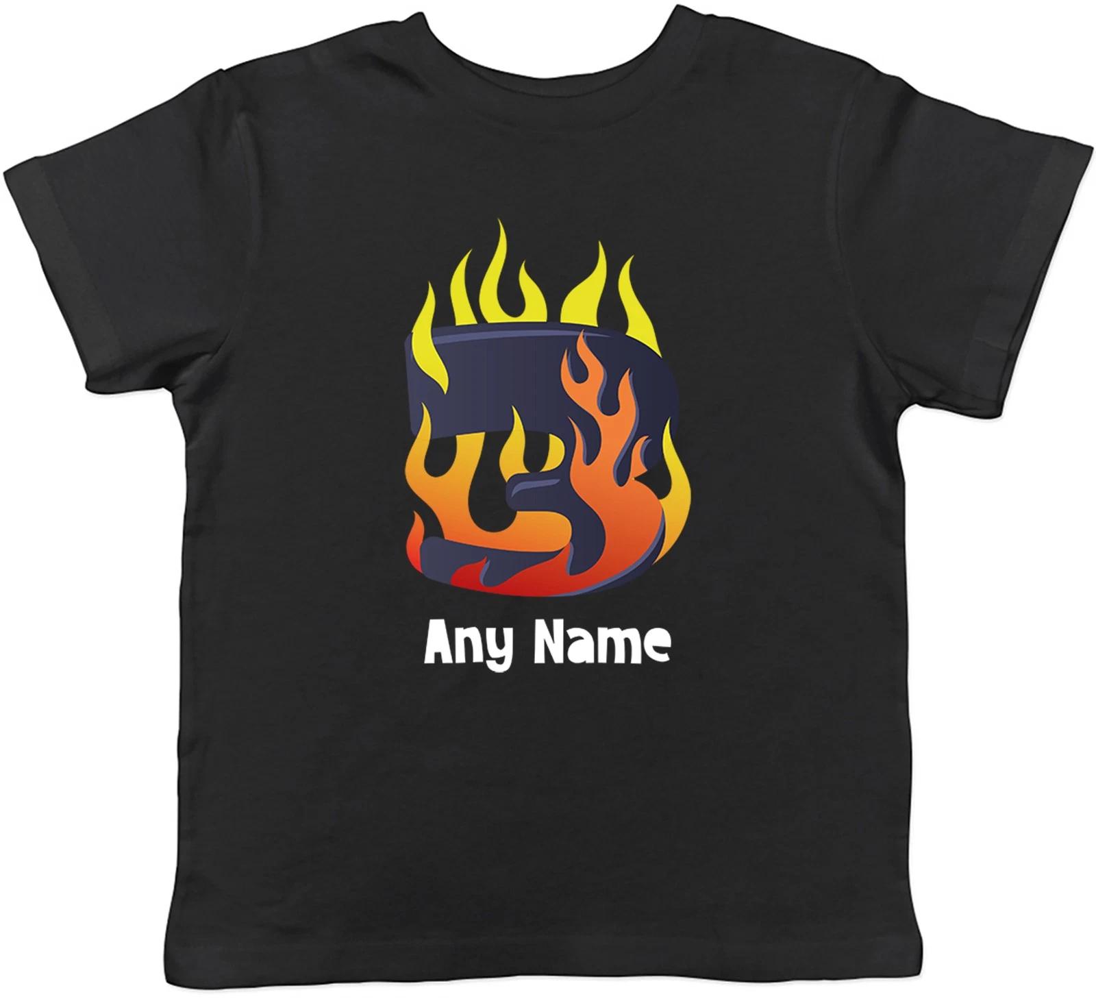 Personalised Number Day Flame Digit 3 Three Kids T-Shirt Boys Girls Gift 110