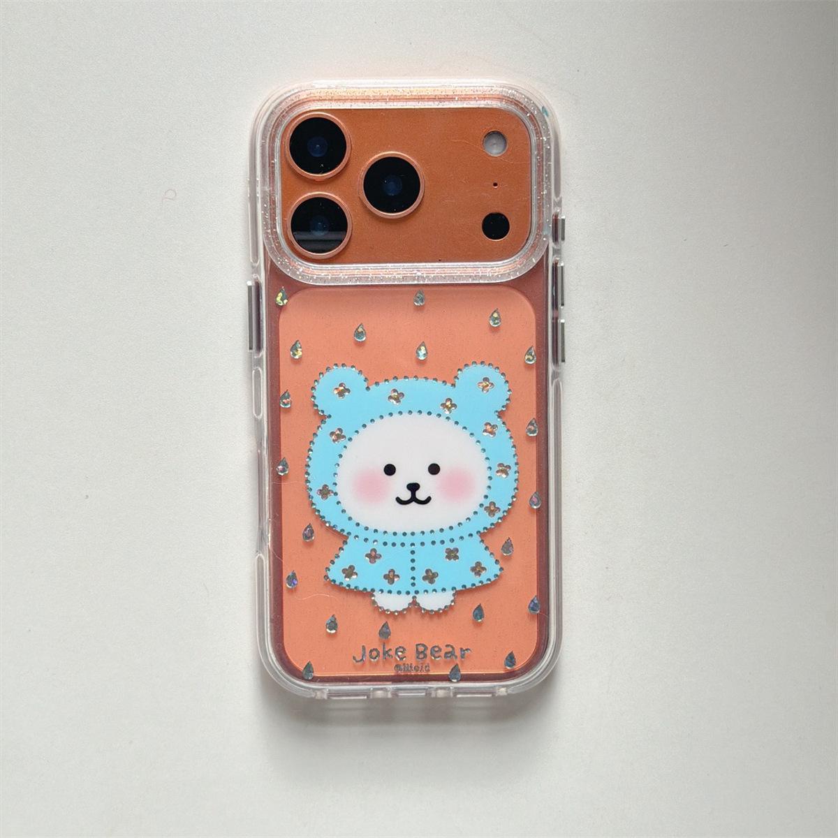 

Gold-Plated Cartoon Bear iPhone 14/13 Case - Compatible with Apple 17/16/15 PROMAX iPhone 15 Pro
