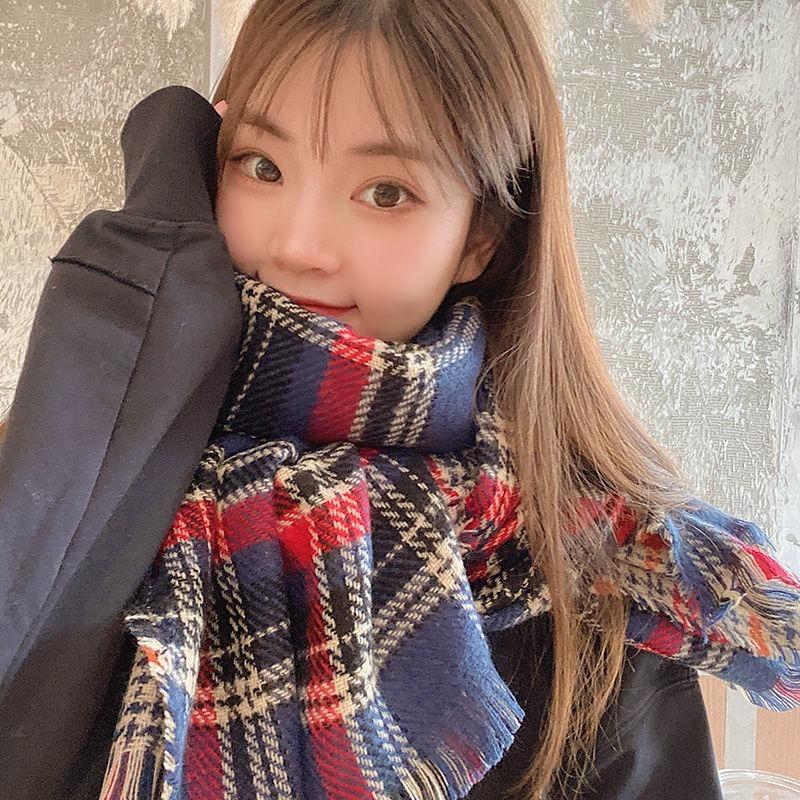 Christmas Double-sided Retro Red Sub-scarf Female Autumn and Winter Student Girlfriend Versatile Thickened Scarf