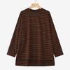 ZANZEA Women Irregular Hem Casual Round Neck Stripe Long Sleeve Blouse