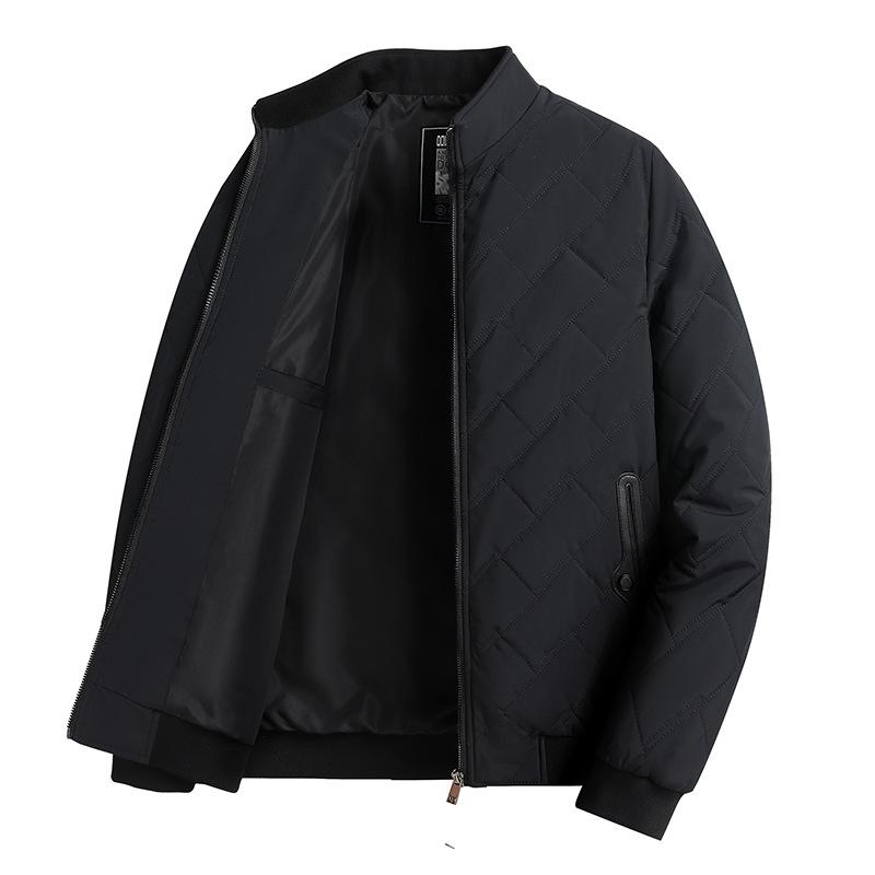 

Пальто из шелка и хлопка Mulberry, осень и зима, новое мужское короткое повседневное хлопковое пальто с воротником-стойкой, куртка для мужчин среднего возраста с хлопковой подкладкой, куртка для папы, мужская L чёрный