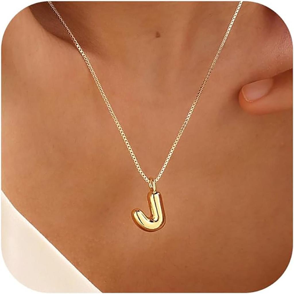 Elegant And Minimalist 26 Letter English Necklace With Bubble Gloss Letter Pendant, Women's Gift Collarbone Chain