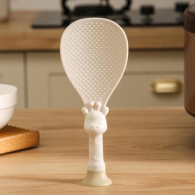 1Pc Suction Cup Rice Spoon Can Stand Up And Not Stick To Rice Rice Making And Rice Serving Heat-Resistant Standing Rice Spoon