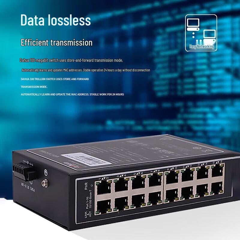 Dahua Industrial Security Rail-Mount Ethernet Switch CN Plug (adapter Included)