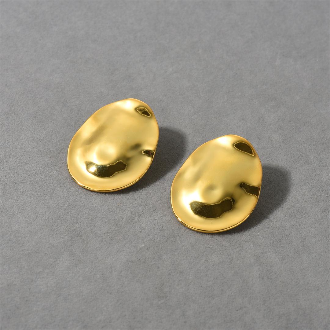 Temperament Versatile Personality Unique Niche Fashion Sense Irregular Exaggerated Tide Cool Gold And Silver Stud Earrings
