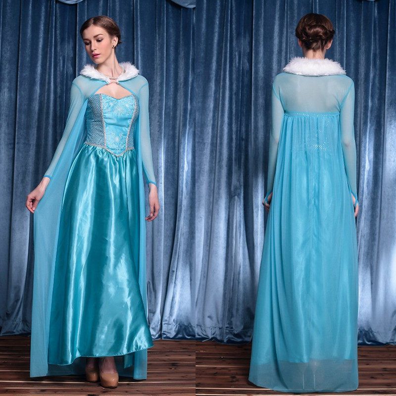 Halloween Princess Dress Adult Costume Frozen Elsa Elsa Princess Dress Cosplay Makeup Dance As shown in the figure S