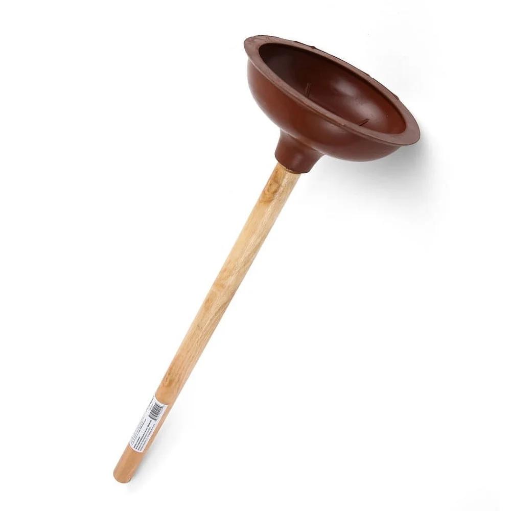 4 Pack Toilet Plunger Set with Wooden Handle and Rubber Grip Effective Bathroom Cleaning