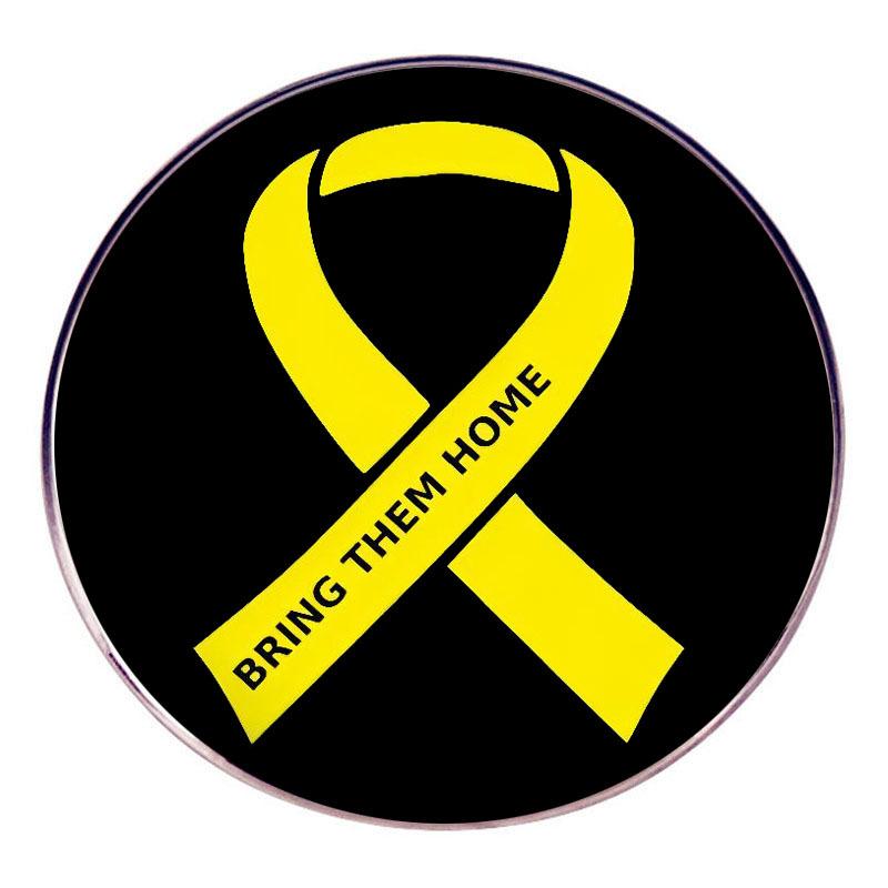 Yellow Ribbon Brooch Yellow Neuroblastoma Awareness Pin Gold Ribbon Brooch Alloy Cancer Awareness Pin For Childhood Cancer WHITE