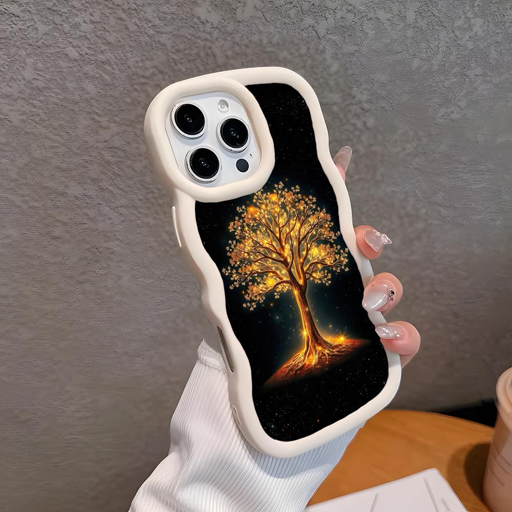 World Life Tree Mobile Phone Case for iPhone 17 16 15 14 13 12 11 Air Pro Max Plus Wavy Edge TPU Colorful Cover Cover Pretty