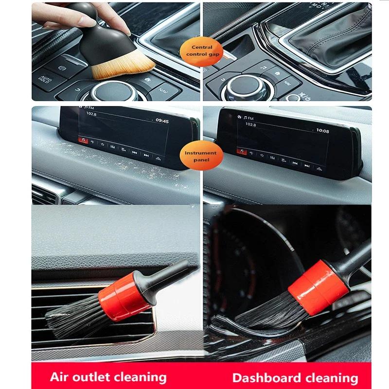 6Pcs Car Wash Care Detailing Brush Set,for cleaning wheels, dashboards, vents and more,Car Cleaning Brushes, Car Accessories