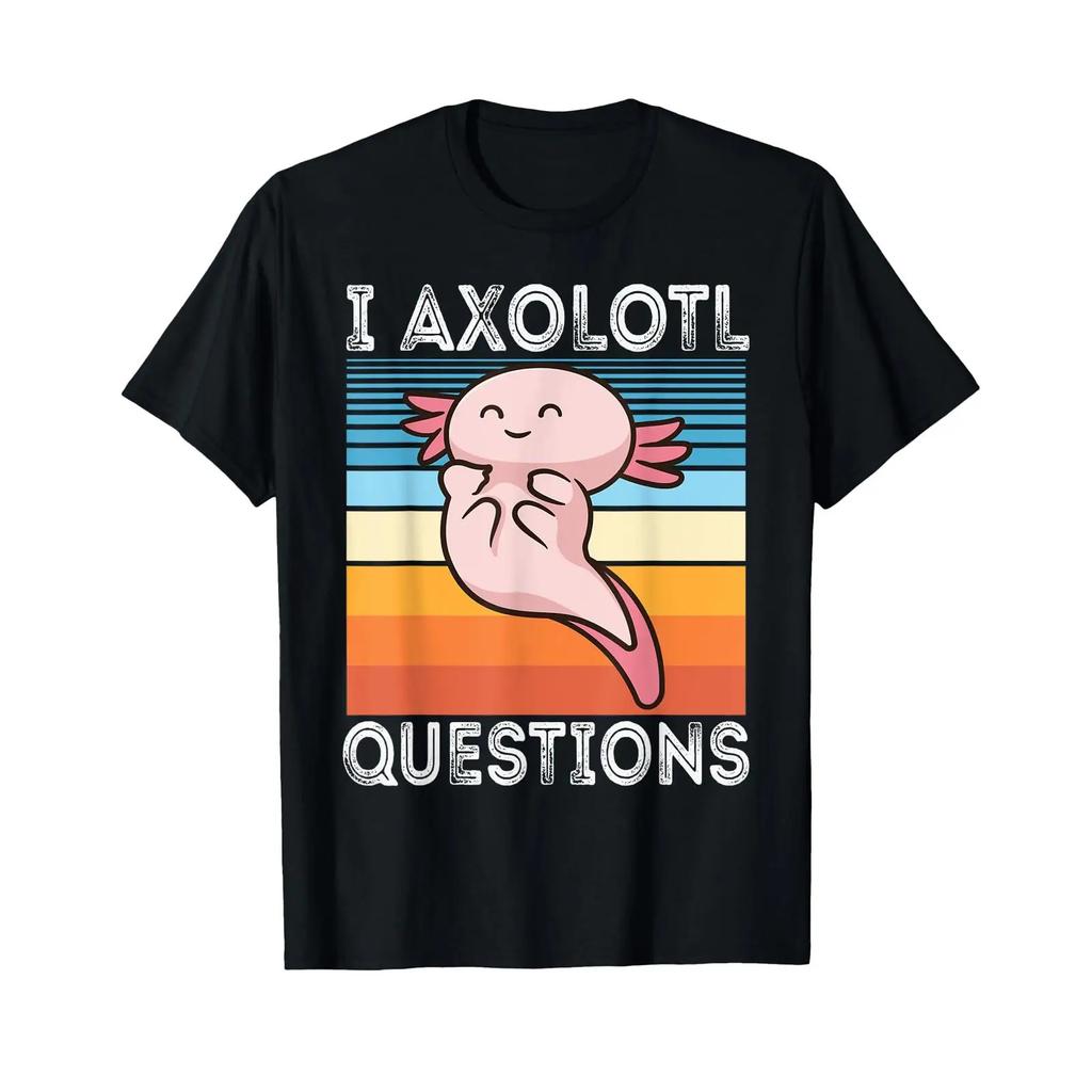 I Axolotl Questions Funny Cute Boys Girls Kids T Shirt Vintage Unisex Top For Everyday Wear Comfortable Breathable Soft