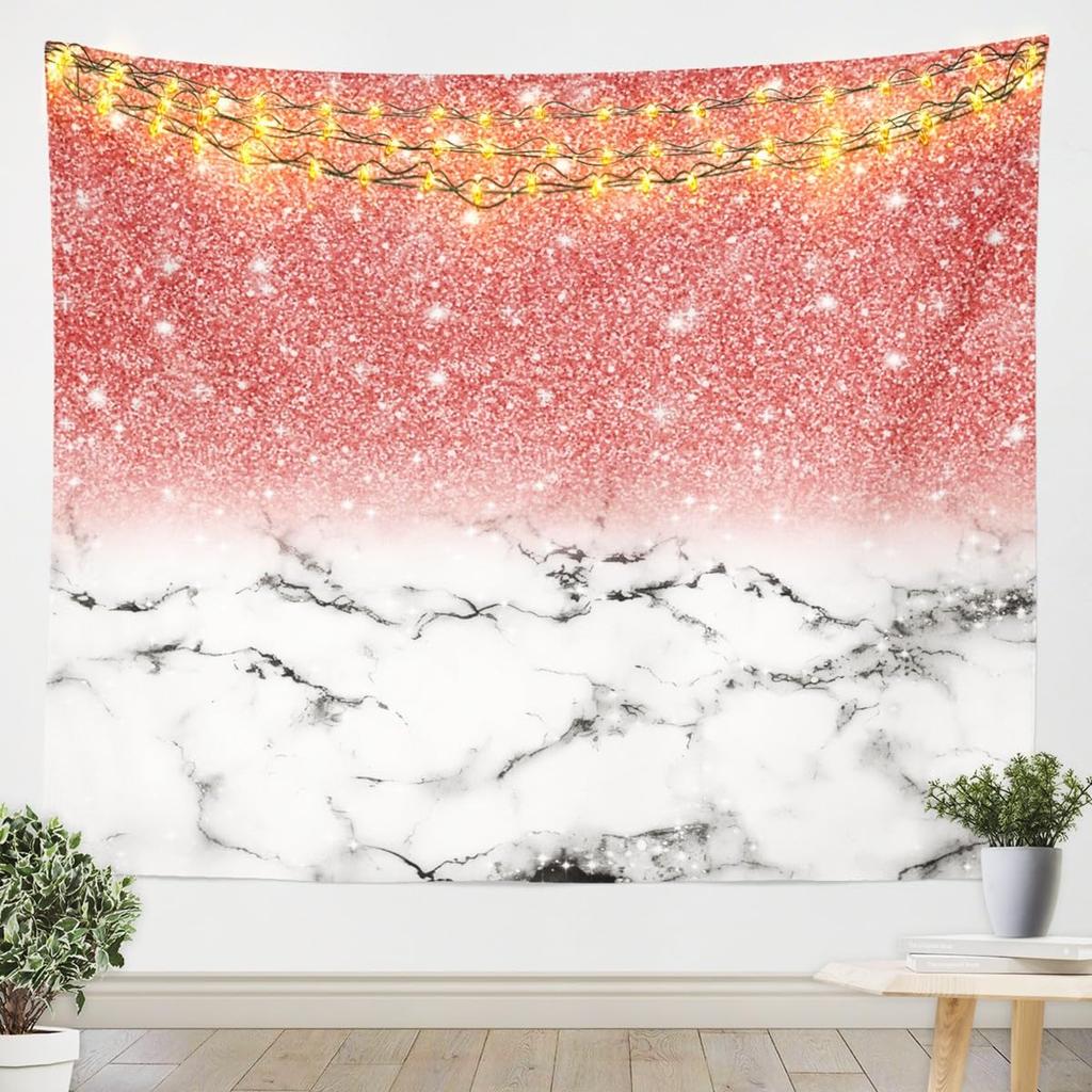 Blue Gold Marble Tapestry, Luxury Ocean Wave Wall Hanging with Golden Veins for Bedroom, Living Room & Aesthetic Home Decor
