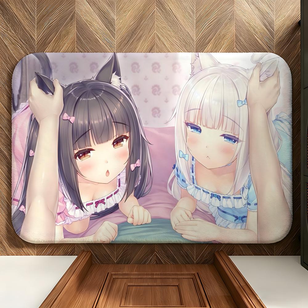 Game N-Nekopara Floor Mat Soft Flannel Entrance Door Mat Non Slip Absorbent Bathroom Bedroom Floor Rug
