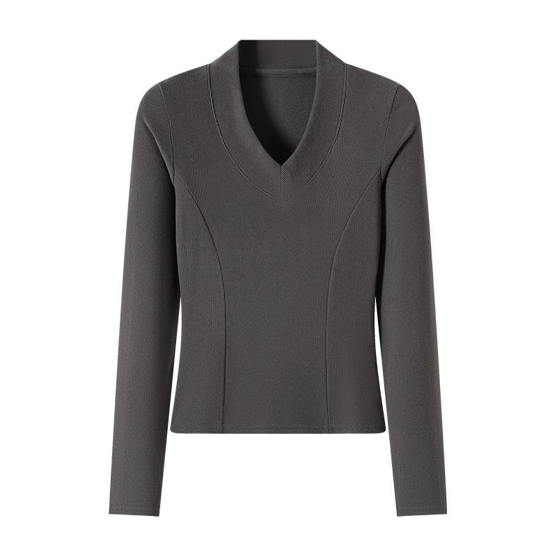 Versatile Long-sleeved T-shirt Women's Early Autumn and Winter White Undershirt Slim-fitting and Thin Shoulder Top