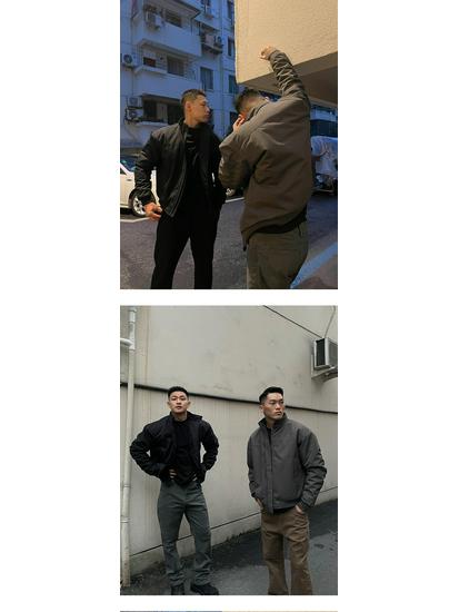 Herren High-End Baumwolle Workwear Bomberjacke - Stehkragen, Lässiger lockerer Coach-Stil für Herbst/Winter