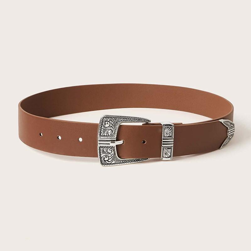 Bohemian Retro Womens Wide Leather Belt With Round Metal Closure For Festival Artwear And