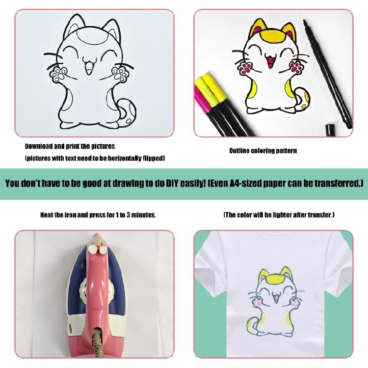 Nontoxic Iron On Transfer Pens T-shirts, Clothing, Shoes, Bags Decoration Pen for DIY Fabric Marker for Clothing