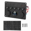 5 Gang Switch Panel Waterproof 12‑24V LED Switch Panel with Digital Voltmeter Backlit for Marine Boat RV Trailer Truck