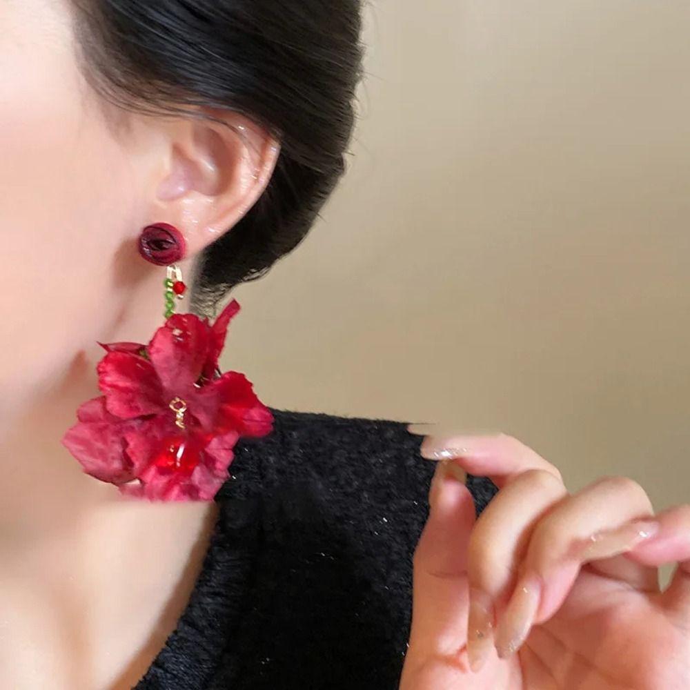 Exaggerated Beach Earrings Sweet Petals Stud Earrings New Flower Dangle Earrings  Spring Summer