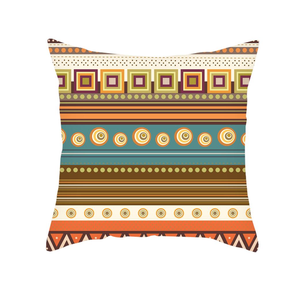 Ethnic Style Retro Red Printed Striped Pillowcase Peach Leather Velvet Pillowcase