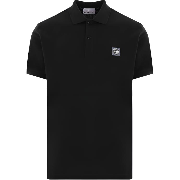 

Stone Island Logo Patch Straight Cut Short Sleeve Polo Shirt Men Polo Shirts Black 811522R39-A0029 M