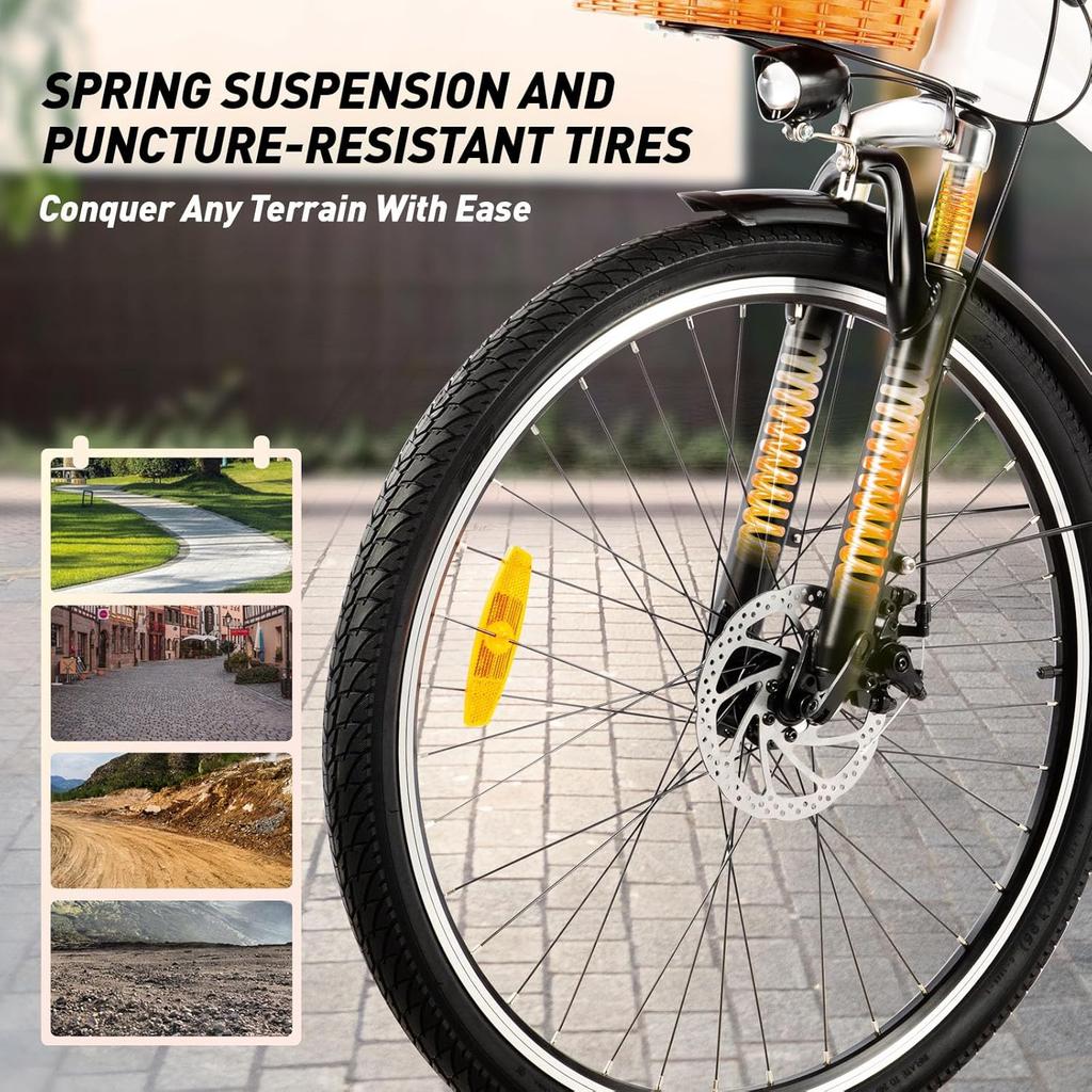 DYU C6 350W Electric Commuter Bike | 80km Max Range & 26" All-Terrain Tires - 36V 12.5Ah Long-Distance Urban E-Bike