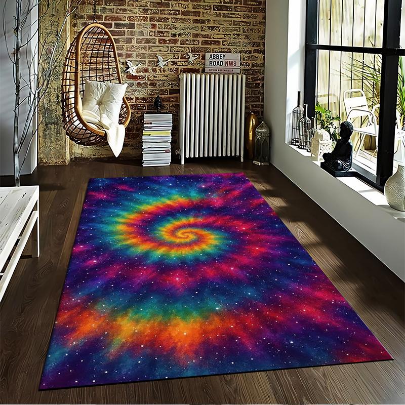 Colorful Galaxy Spiral Carpet Designed Floor Mat, Suitable As a Non-slip Mat for the Living Room or Bedroom Sofa