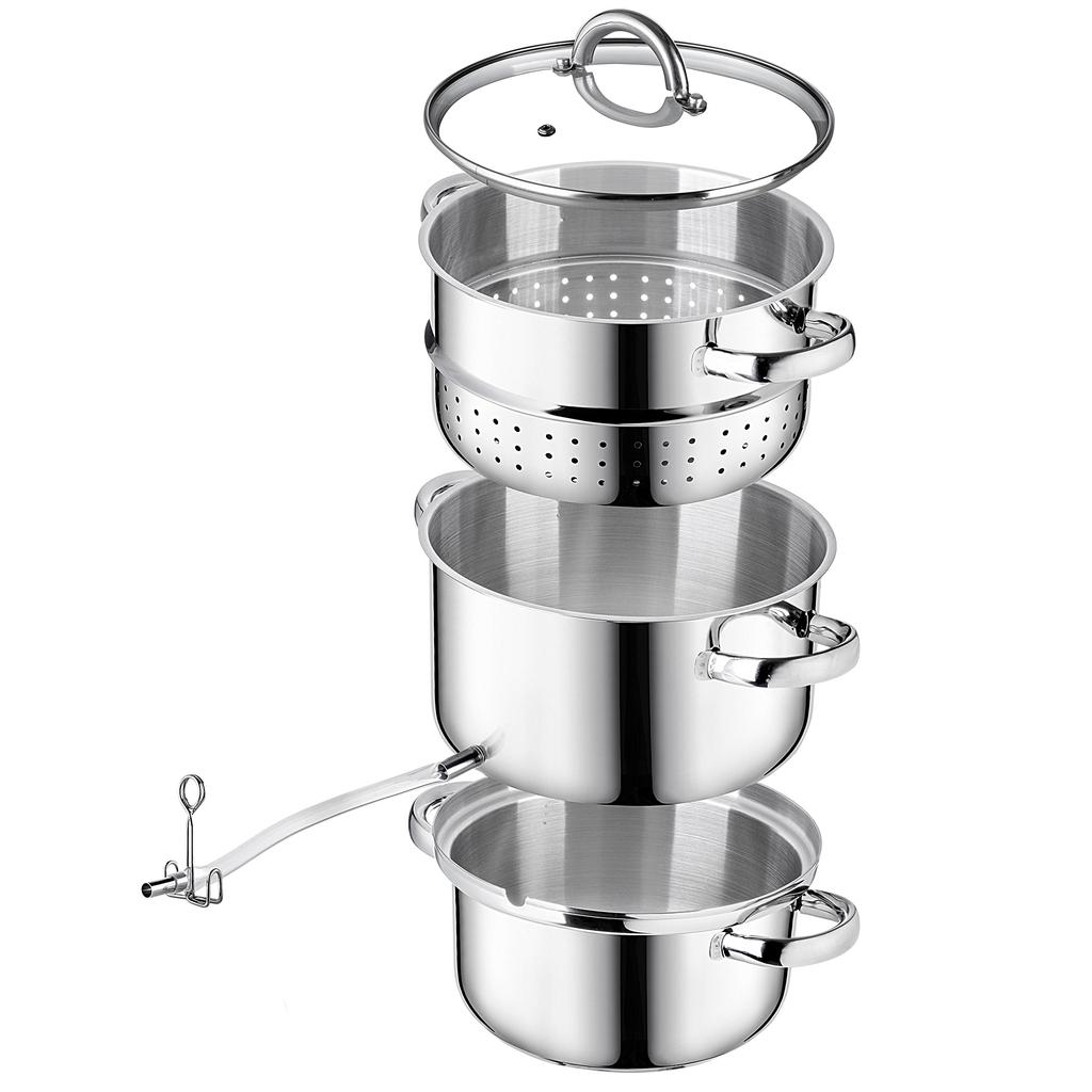 KADAX Juicer Pot 5L Stainless Steel Steamer For Induction Induction Gas Steel 3IN1