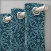 S4sassy Baumwoll-Entenstoff Floral Damast Blau Vorhänge Vorhang Türbehandlung Paneel-Set für Wohnzimmer - 54x84