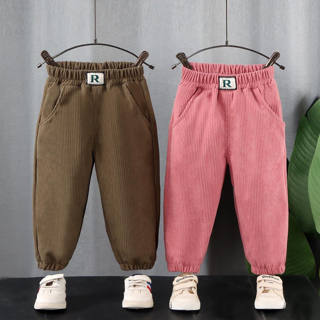 Boys' Pants Spring and Autumn Girls Corduroy Loose Casual Trousers Children's Sports Pants